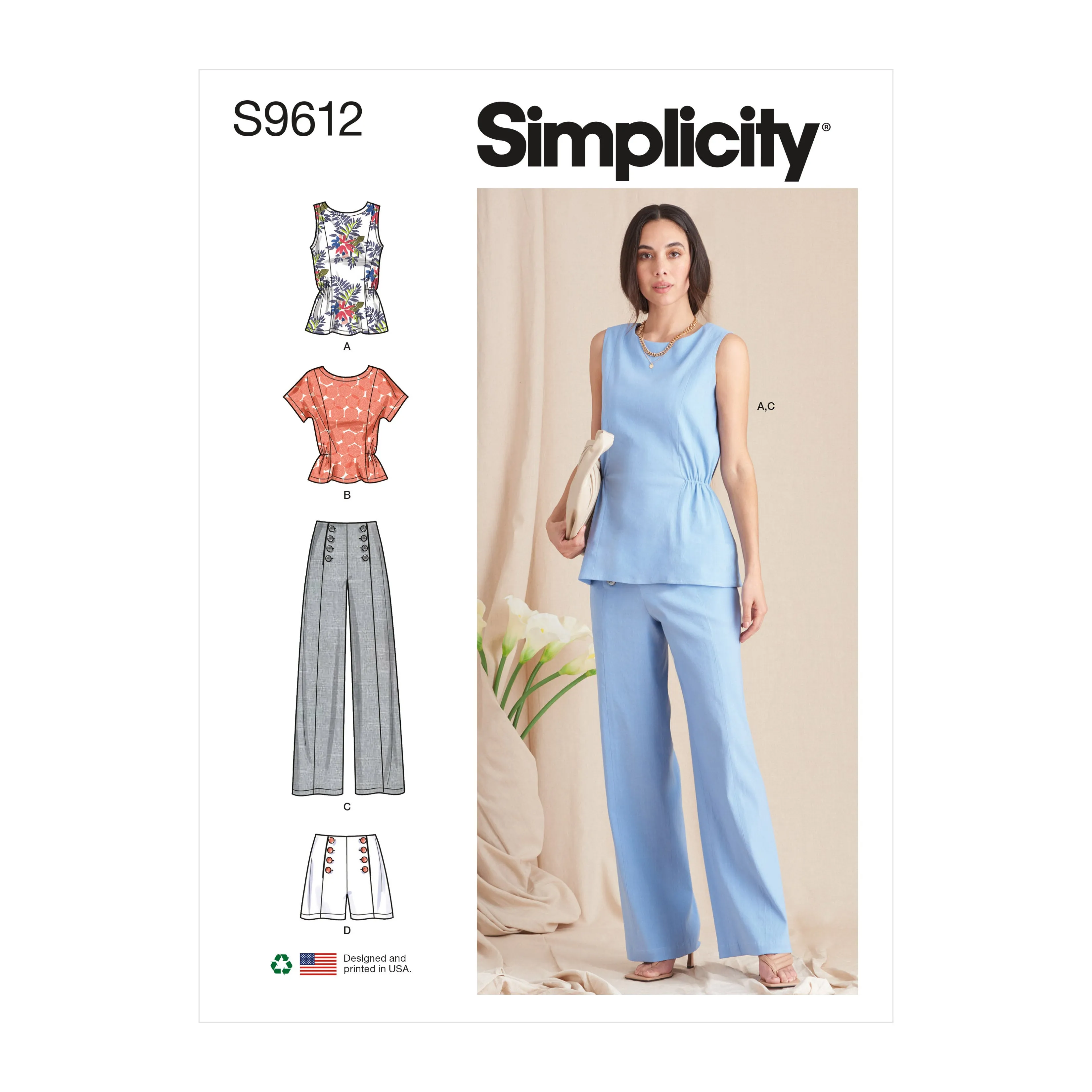 Simplicity Sewing Pattern 9612 Misses' Tops, Trousers and Shorts