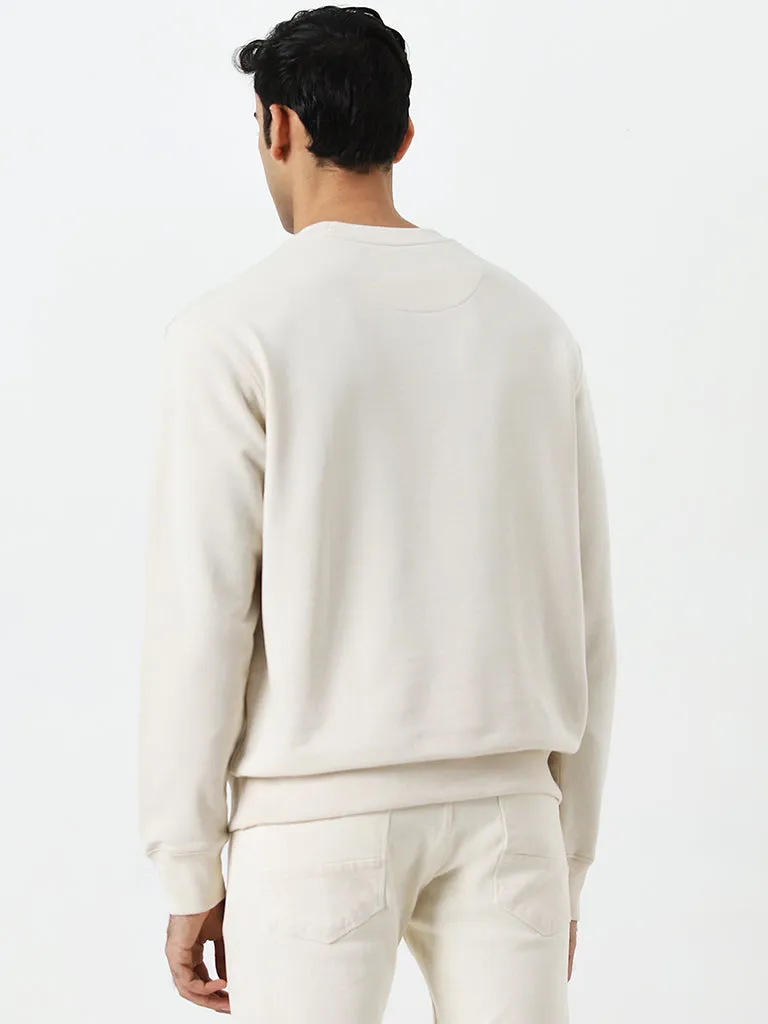 WES Casuals Light Beige Relaxed-Fit Cotton-Blend Sweatshirt