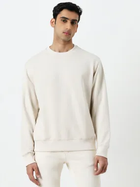 WES Casuals Light Beige Relaxed-Fit Cotton-Blend Sweatshirt